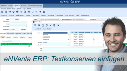 Textkonserven einfügen - eNVenta ERP
